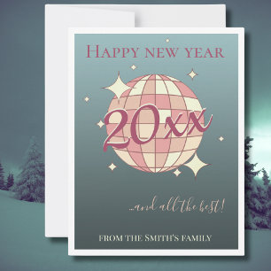 New year years eve 2026 blue retro greeting holiday card