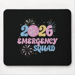New Years 2026 Eve Emergency Squad Disco Ball Fire Mouse Pad