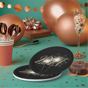 New Years 2027 Party Sparklers Paper Plate