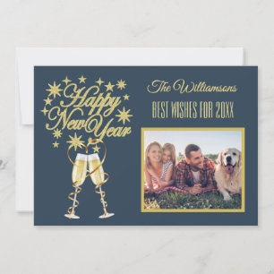 New Year's 4 Multi-Photo Collage Front  Back Card