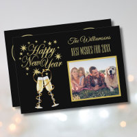 New Year's 4 Multi-Photo Collage Front  Back Card