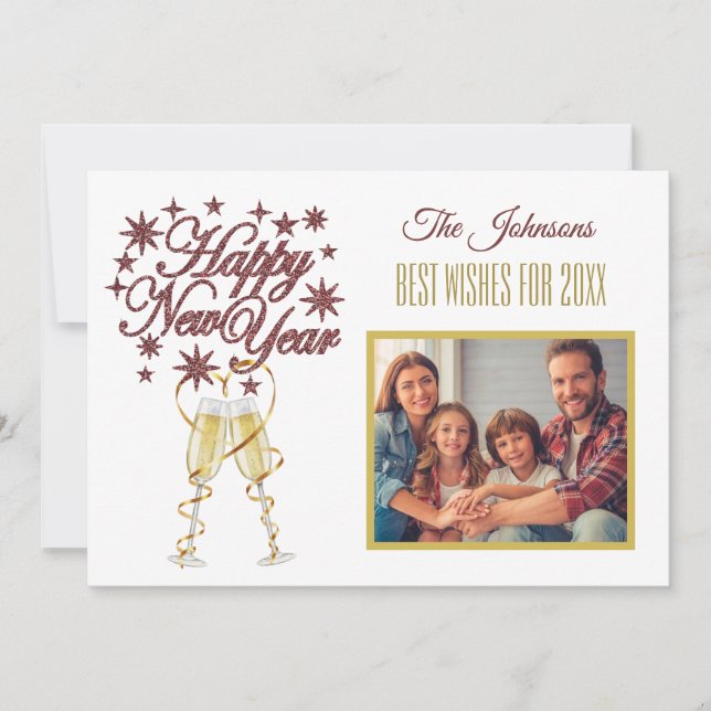 New Year's 4 Multi-Photo Collage Front  Back Card (Front)