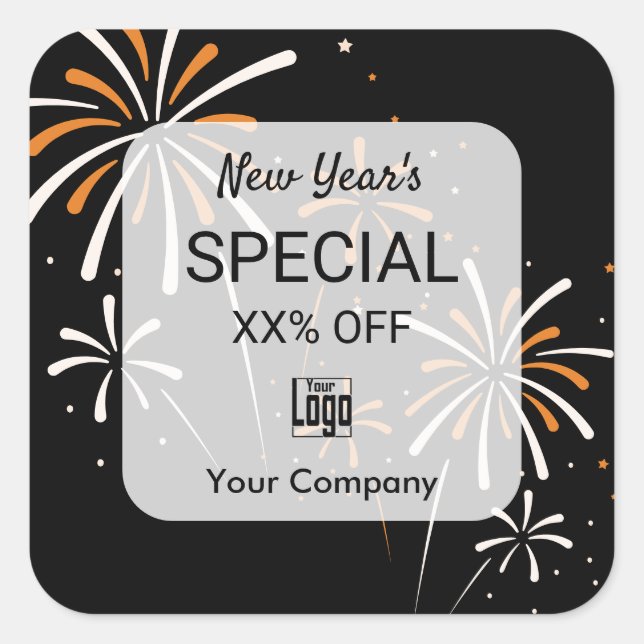 New Year's Announcement on Marketing Collateral Square Sticker (Front)