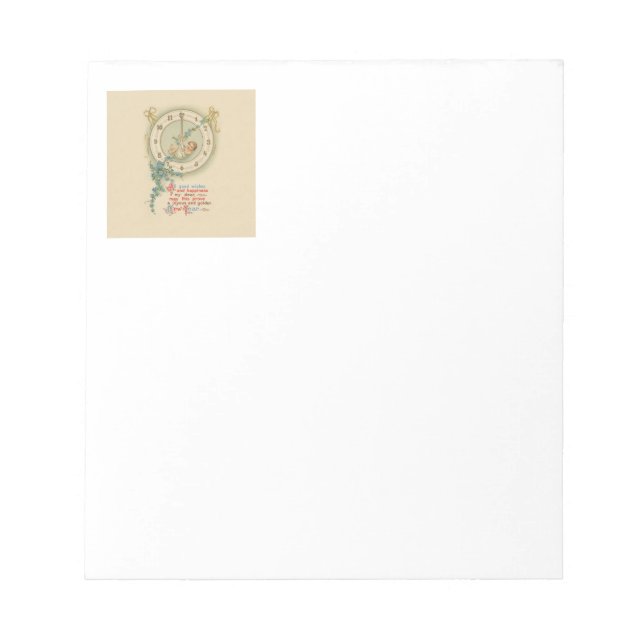 New Years Baby Vintage Clock Notepad (Front)