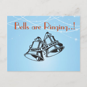 New Year's Bells Happy Message Holiday Postcard