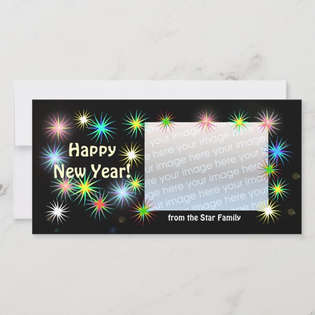 New Years Black Starblast Holiday Card (Front)