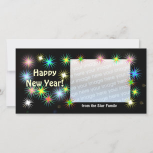 New Years Black Starblast Holiday Card
