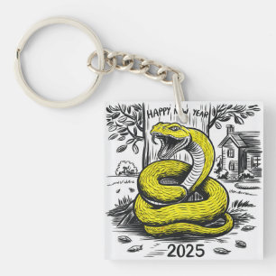 New Year's Card Snake 2025 Keychain