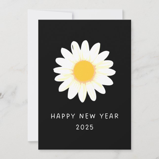 NEW YEARS CELEBRATION 2025 White rose Holiday card (Front)