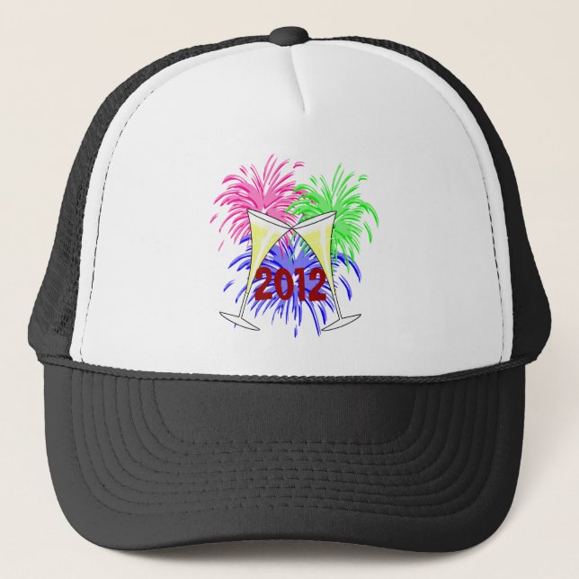 New Year's Champagne And Fire Works Hat (Front)