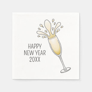 New Years Champagne Glass Napkin