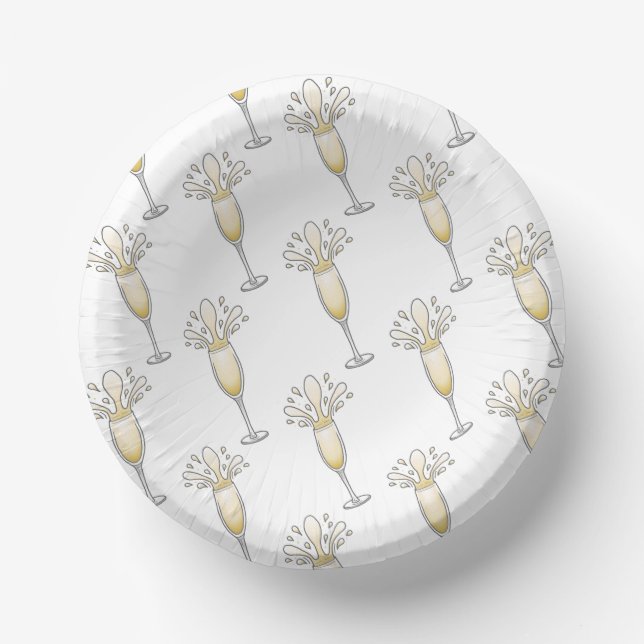 New Years Champagne Glass Paper Plate (Front)