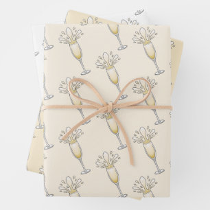 New Years Champagne Glass Wrapping Paper Sheet