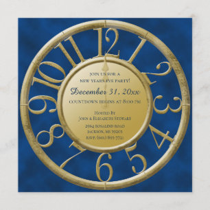 New Years Clock Countdown Party Invitation