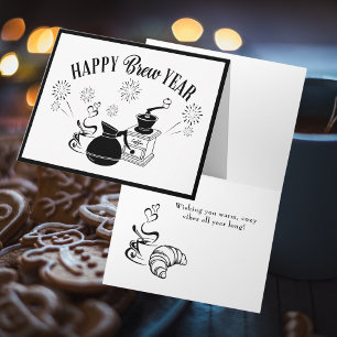 New Years Coffee Pun Small Note Cards