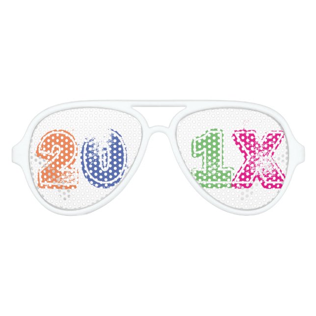 New Years Customizable Multi Coloured Lens Aviator Sunglasses (Front)