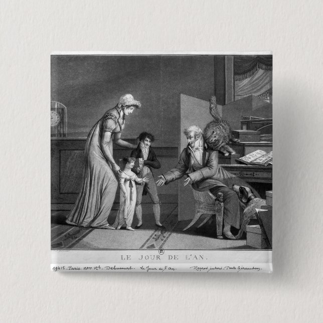 New Year's Day, 1807 2 Inch Square Button (Front)