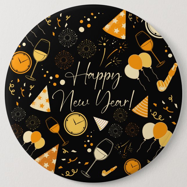 New Year's Day  6 Inch Round Button (Front)