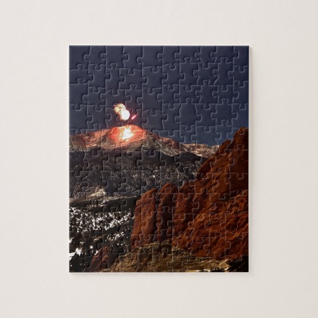 New Years' Day Fireworks on the top of Pikes Peak Jigsaw Puzzle (Vertical)