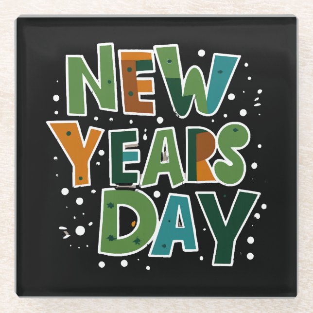 New Year's Day Glass Coaster (Front)