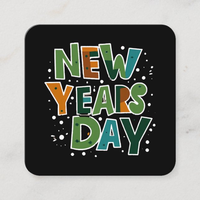 New Year's Day Square Business Card (Front)
