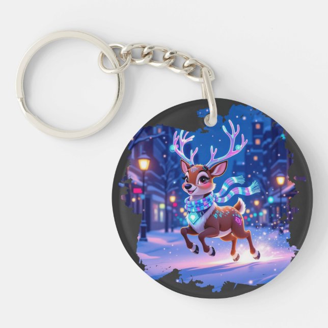 New Year's deer  Keychain (Front)