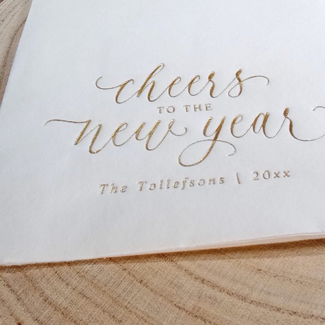 New Years Elegant Festive 2026 Gold (Elegant New Year's Eve cocktail napkins for New Year's Parties in elegant real gold foil)