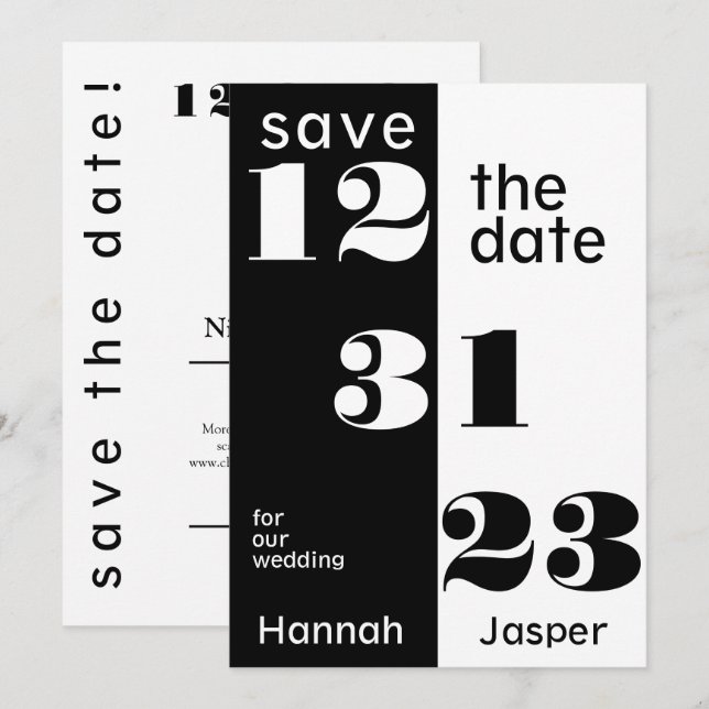 New Year's Eve 123123 Wedding Save the Date Invitation (Front/Back)