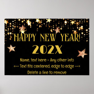 New Year's Eve 18 x 12 Festive Black & Gold Poster