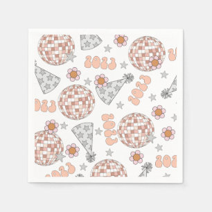New Years Eve 2023 Retro Disco Ball Napkin
