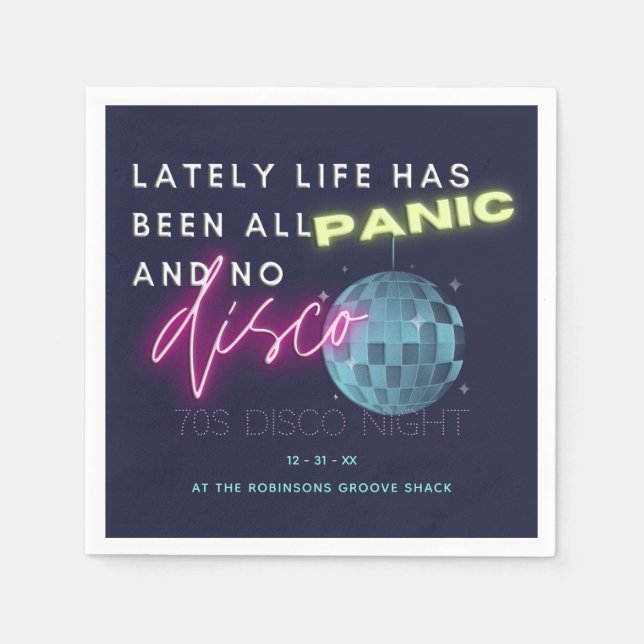 New Years Eve 70s Party Napkin (Front)