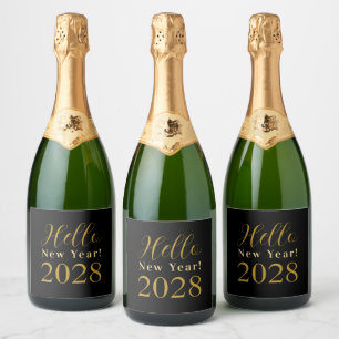 New Year's Eve Black Gold Party Sparkling Wine Label