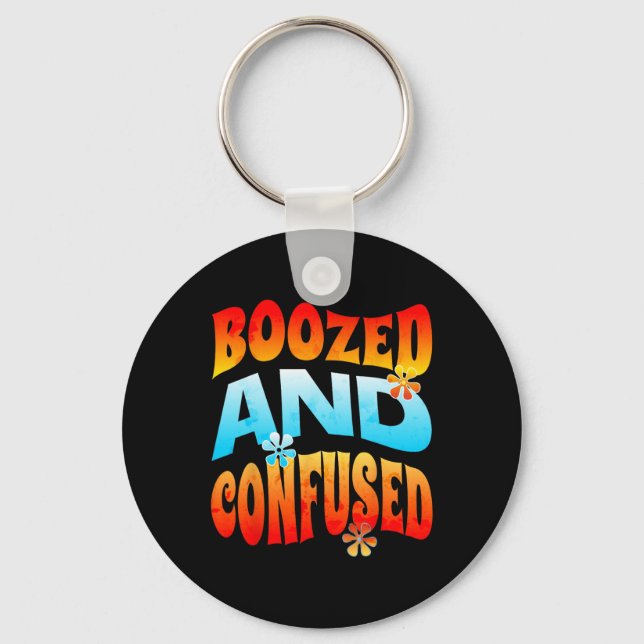 New Years Eve Boozed And Confused Retro 2025 Adult Keychain (Front)