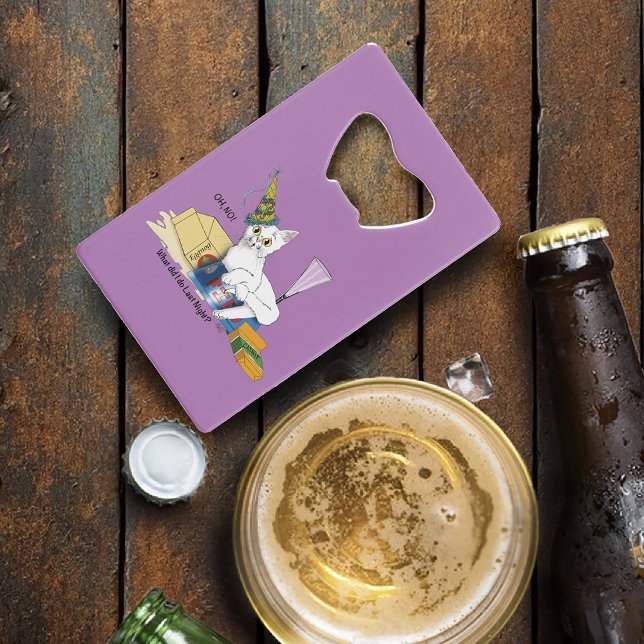New Years Eve Cat Funny Credit Card Bottle Opener (Creator Uploaded)