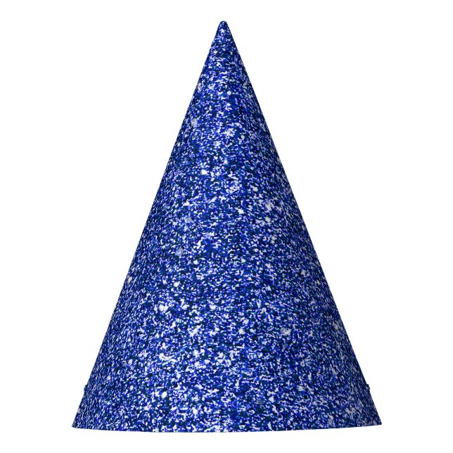 New Year's Eve Celebration Blue Faux Glitter  Party Hat (Front)