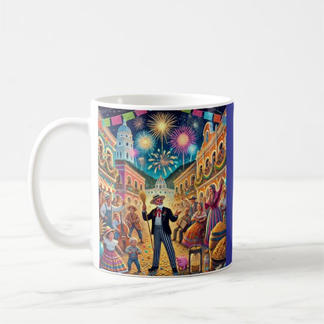 New Year's Eve Celebration El Año Viejo Coffee Mug (Left)