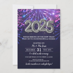 New Year's Eve Celebration Party Black Gold Invitation