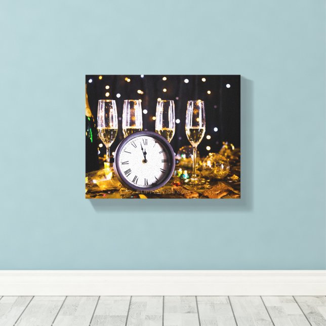New Year's Eve celebration SlipperyJoe's champagne Canvas Print (Insitu(Wood Floor))