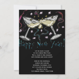 New Years Eve Champagne and Confetti Invitation