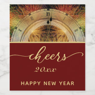 New Years Eve CHEERS with Festive Clock Wine Label