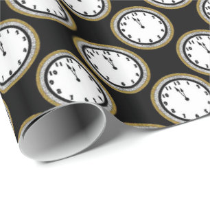 New Years Eve clock party wrap Wrapping Paper