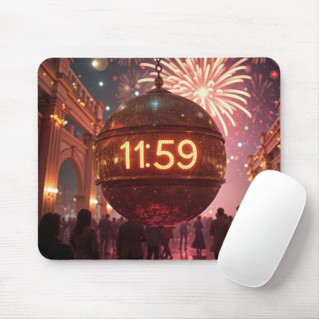 New Year's Eve Countdown Clock with Fireworks Mouse Pad (With Mouse)