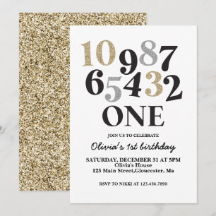 New Years Eve Countdown First Birthday Invitation