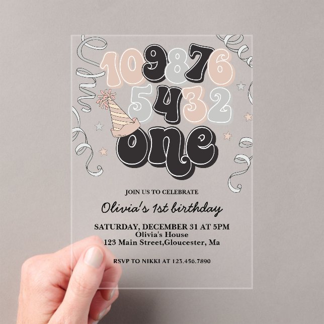 New Years Eve Countdown First Birthday Invitation (Insitu (Handheld))