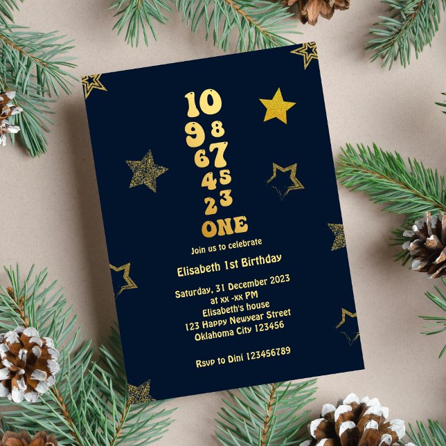New Years Eve Countdown First Birthday Invitation (Creator Uploaded)