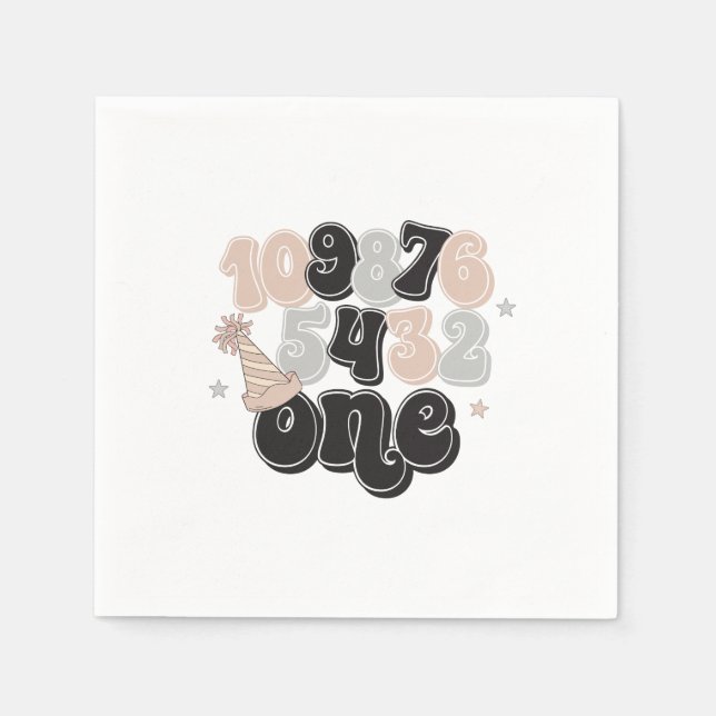 New Years Eve Countdown First Birthday Napkin (Front)