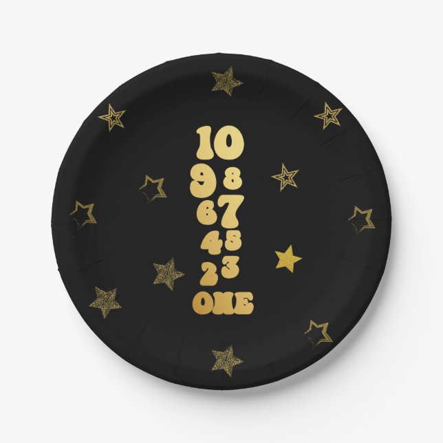 New Years Eve Countdown First Birthday Paper Plate (Front)