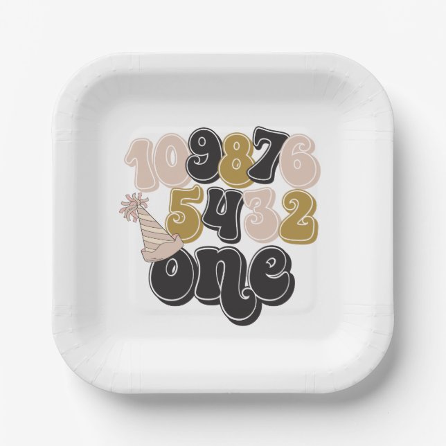 New Years Eve Countdown First Birthday Paper Plate (Front)