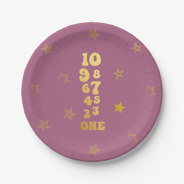 New Years Eve Countdown First Birthday Paper Plate (Front)