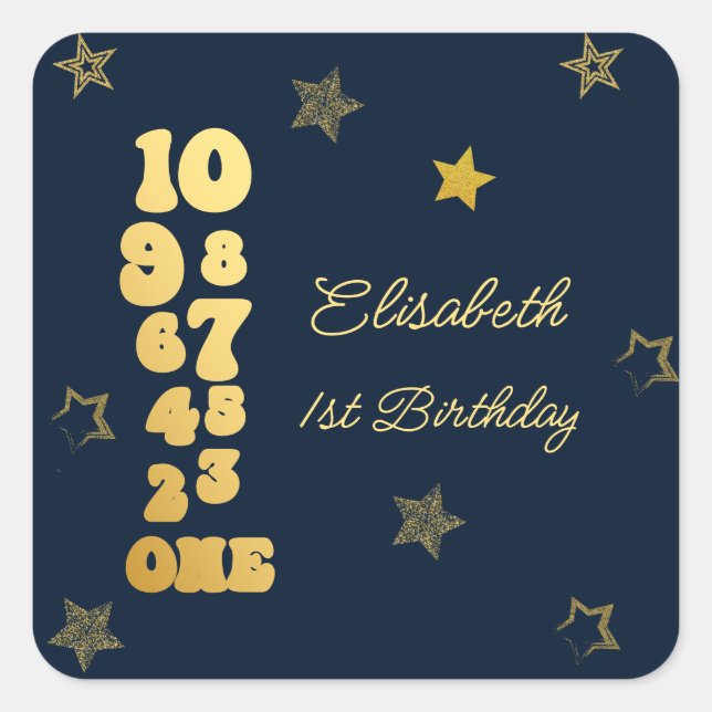 New Years Eve Countdown First Birthday Square Sticker (Front)